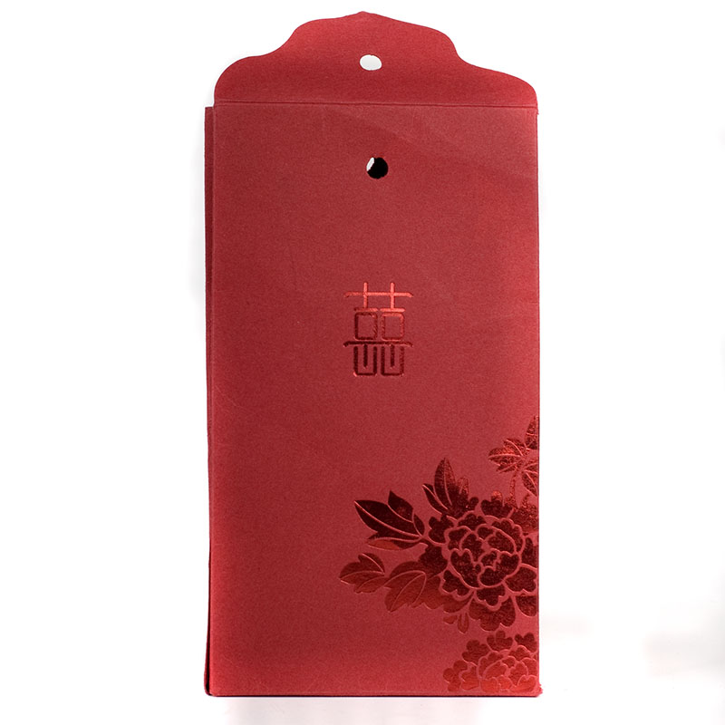 結婚糖果紙(zhǐ)袋 紅(hóng)卡紙(zhǐ)燙紅(hóng)金(jīn) 綁絲帶